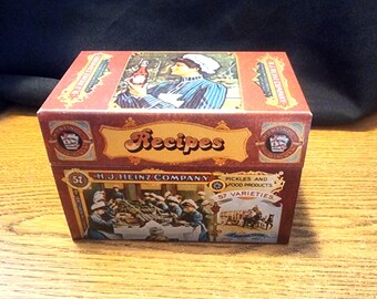④ ヴィンテージ　RecipeBox 1990 年代のヴィンテージ缶入りハインツ 57 ソース レシピ ボックス