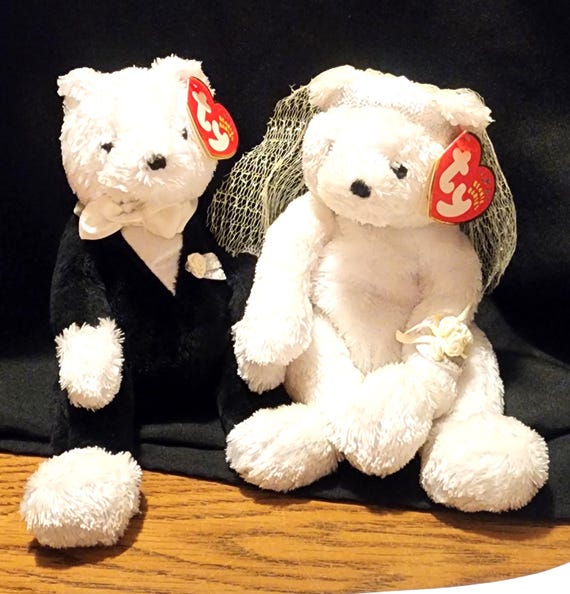 Vintage Retired Bride Groom Beanie Babies Perfect