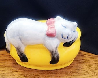 Vintage Ceramic Planter with Cat