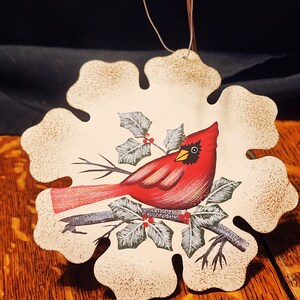 Vintage Cardinal Tin Christmas Tree Ornament