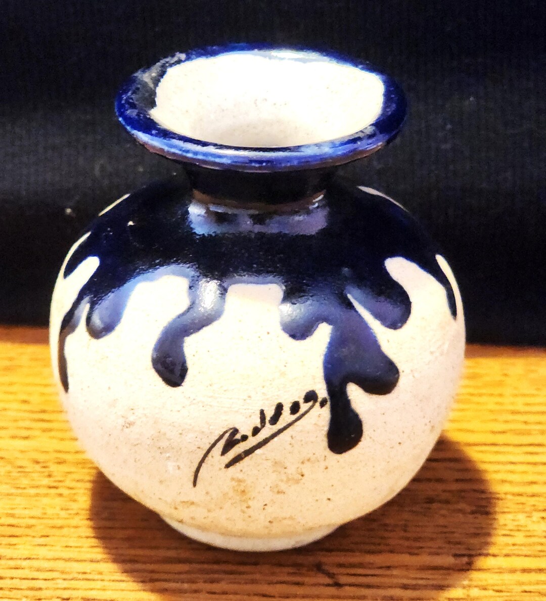 Vintage 3 1/2" Art Pottery Vase With Drip Glaze Signed - Etsy
