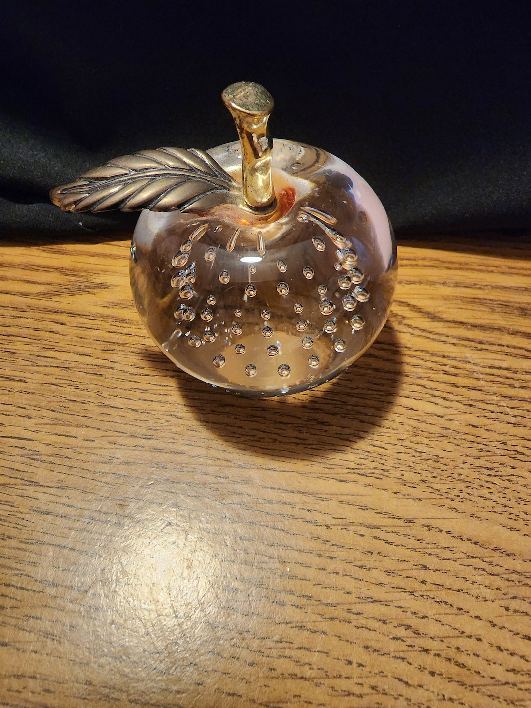 Vintage Blown Glass Apple With Leaf - Etsy