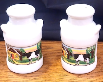 Vintage Milk Jug w/Cows Salt & Pepper Shakers