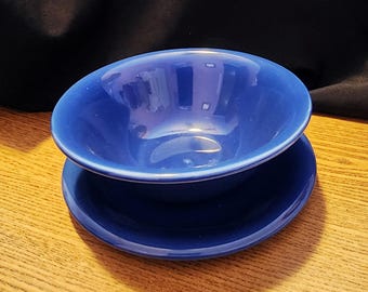 Vintage Kobalt Porzellan Salat Teller und Schüssel Set