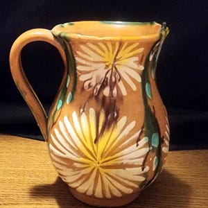 Vintage 6" Mexican Pottery Hand Made Hand Painted Pitcher
