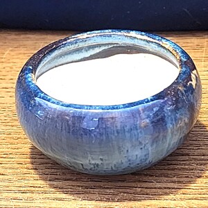 Vintage 2&quot; Pottery Bowl - Beautiful Blues Paint and High Glaze