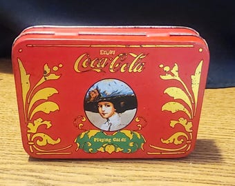 Vintage Coca Cola Playing Cards Set with Scoring Card & Pencil in a Tin Box