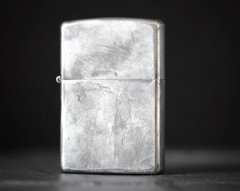 Brushed Chrome Battle Distressed Oxidised Vintage Aged Style Worn Silver Metal Petrol Lighter / EDC / Everyday Carry / Outdoor / Survival