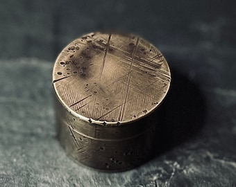 Custom Distressed Solid Brass Vintage Pill Bottle Stash Capsule Container / Survival EDC / Matchbox / Medication / Medicine / Snuff Box