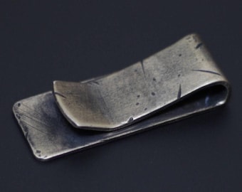 EDC Oxidised Distressed Rustic Brass EDC Money Clip, Battle Damaged Style