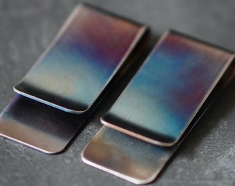 2-Pack Handmade Pearlescent Stainless Steel Money Clips - Minimalist EDC Wallet