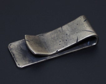 Vintage Style Battle Damaged & Distressed Solid Oxidised Brass Cash Money Clip Holder / Wallet / EDC / Everyday Carry / Minimalist