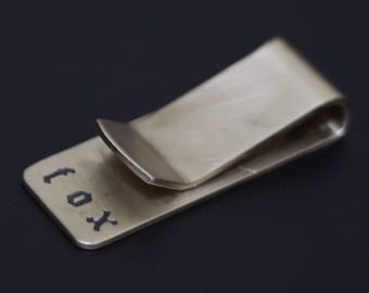 Personalised Solid Brass Money Clip – Custom Engraved Minimalist Wallet | Old English Font | EDC Gift