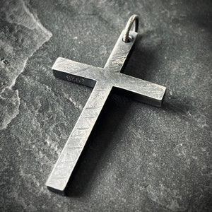 Distressed Handmade 925 Solid Sterling Silver Simple Minimalist Plain Cross Crucifix Pendant