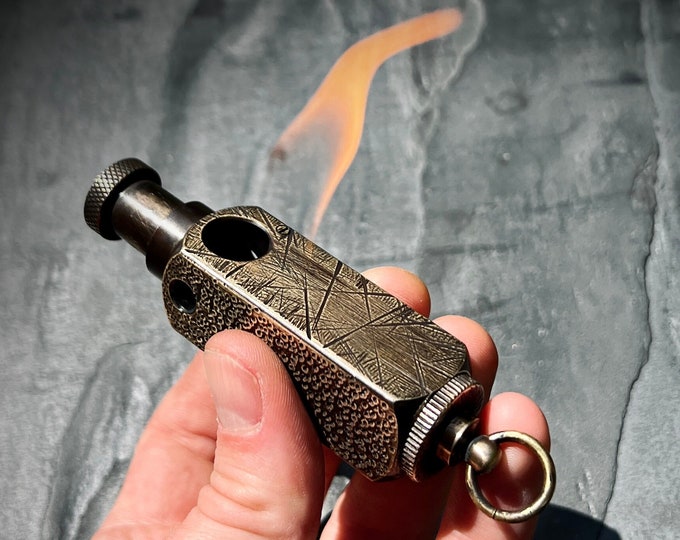 Featured listing image: Distressed & Oxidised Vintage Patina Battle Worn Abstract Solid Brass Heavy Metal Trench Art War Lighter / EDC / Everyday Carry / Collectors