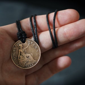 Edwardian Copper Penny Necklace: Distressed King Coin Pendant