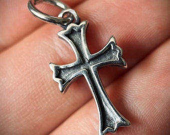 Sterling Silver Small Cross Pendant: Dainty Minimalist Crucifix