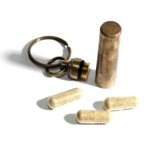 Boîte à pilules, boîte à pilules, boîte à pilules, laiton poli, effet vieilli, porte-clés/porte-clés/survival EDC/boîte d'allumettes