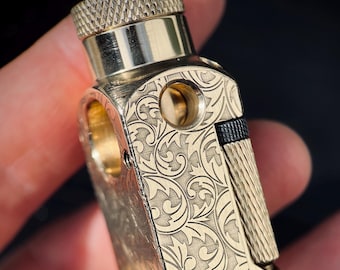 Ornate Engraved Limited Edition Heavy Duty Retro Vintage Style Smooth Solid Brass Gold Lighter