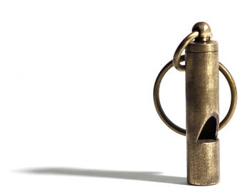 Fully Functional Vintage Distressed Rustic Brass Whistle Keychain / EDC / Everyday Carry/ Survival / Dog Whistle / Bird Whistle / Emergency