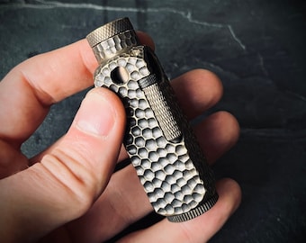 Textured Reptile Skin Vintage Style Solid Brushed Brass Heavy Metal Trench Art War Lighter / EDC / Everyday Carry / Survival Gear