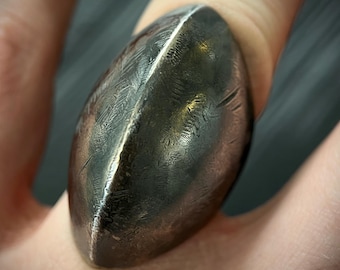 Rustic 925 Sterling Silver Oxidised & Distressed Large Statement Ring - Size O 1/2 (UK) 7 (US)