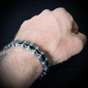 Handgefertigtes Minimalist Distressed 925 Massiv Sterling Silber 1 cm Dickes Minimalist Classic Bike Kettenarmband - Mehrere Größen