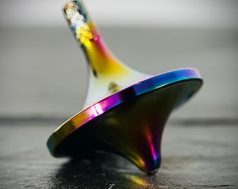 Stainless Steel Rainbow Pearlescent Spinning Top UFO | Gyroscope l Fidget | Gadget | ADHD & Anxiety Relief | Calming Aid | Everyday Carry
