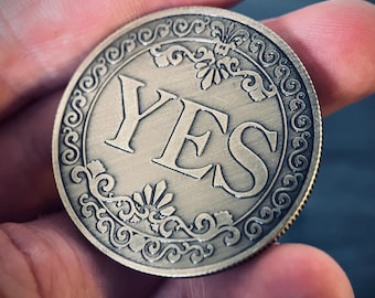 Ornate Brass Decision Coin: Lucky YES/NO Pocket Accessory