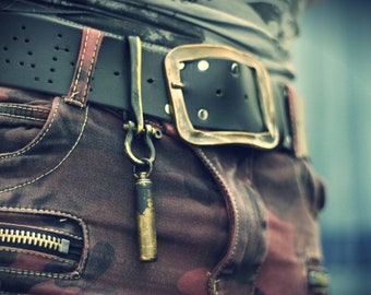 Distressed Blackened Solid Brass Belt Fish Hook Stash Capsule Pendant Accessory / Keychain / EDC / Key Ring / Mens Accessories