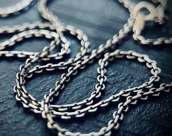 Slim Minimalist Rustic 925 Sterling silver Box Cable Chain Necklace for Pendants - 50cm
