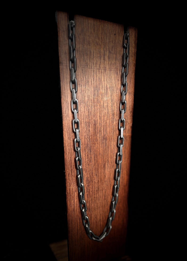 Thick Chunky Heavy Distressed Silver Stainless Steel Cable Link Boxy ...