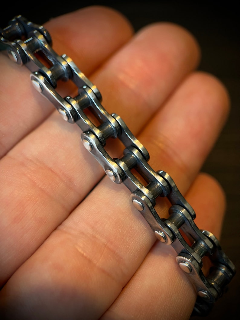 Handmade Oxidized & Distressed 925 Sterling Silver Bike Chain Bracelet ...