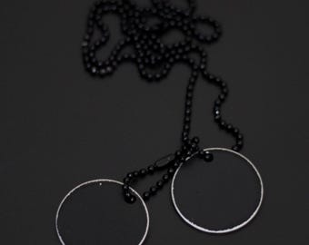 Handmade Minimalist Simple Brushed Matte Black Distressed Rustic Stainless Steel Silver Round Dog Tags with Matching Ball Chain Necklace