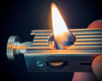 Sleek Art Deco 1920's Vintage Style Solid Brass Heavy Grooved Rustic Trench Art Custom Lighter / EDC / Everyday Carry / Light