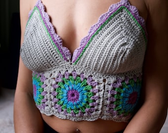 Soft Colors Bohemian Crochet Bralet, Crochet Tank Top, Crochet Summer Top, Summer Gift for Her, Summer Festival Top, Hippi Boho Top