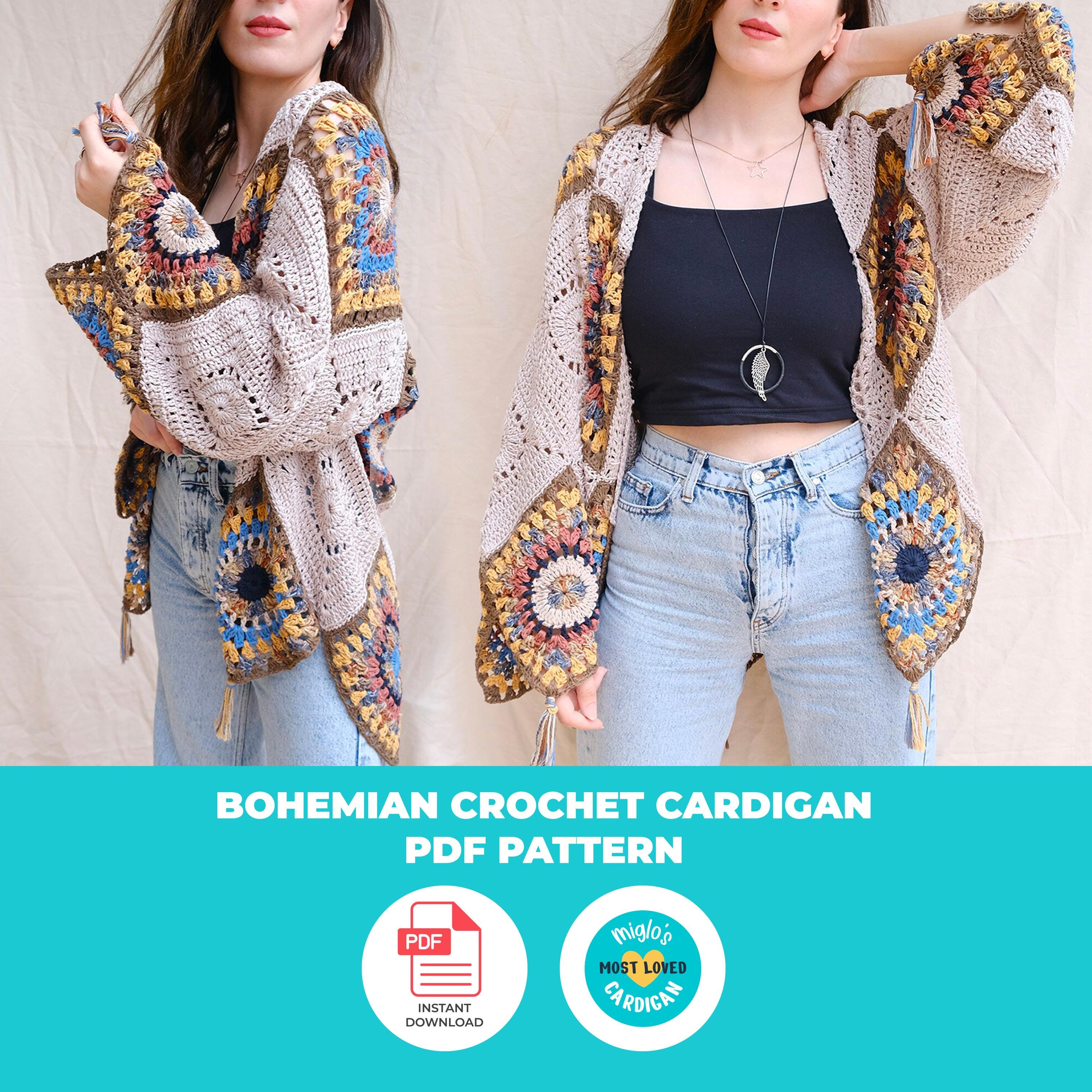 27 Crochet Jumper Patterns with Cowl Necks, Hexies, and Cropped Styles 20 Bohemian Cardigan Pattern