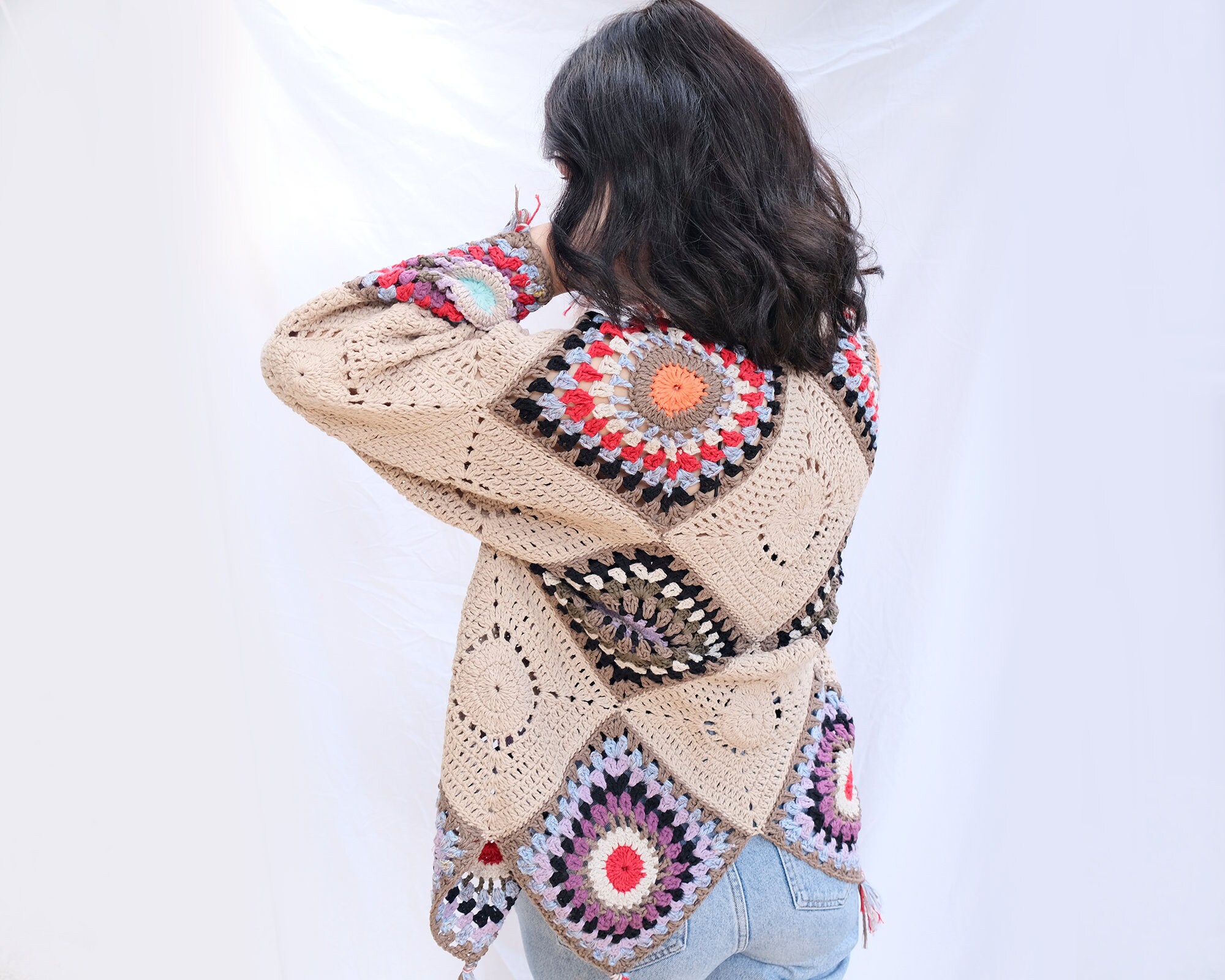 Motif, Knitting, Crochet, Bohemian Cardigan, Hippie,