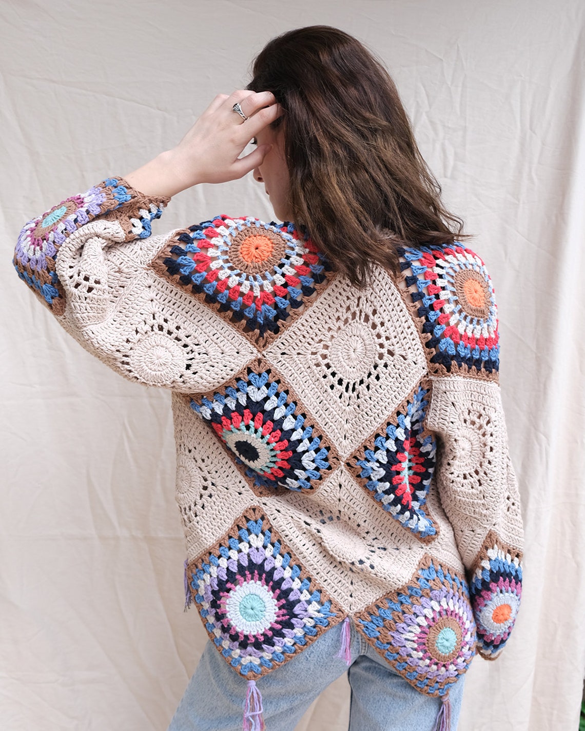 Crocket Cardigan Bohemian Cardigan Beige Cardigan Design - Etsy