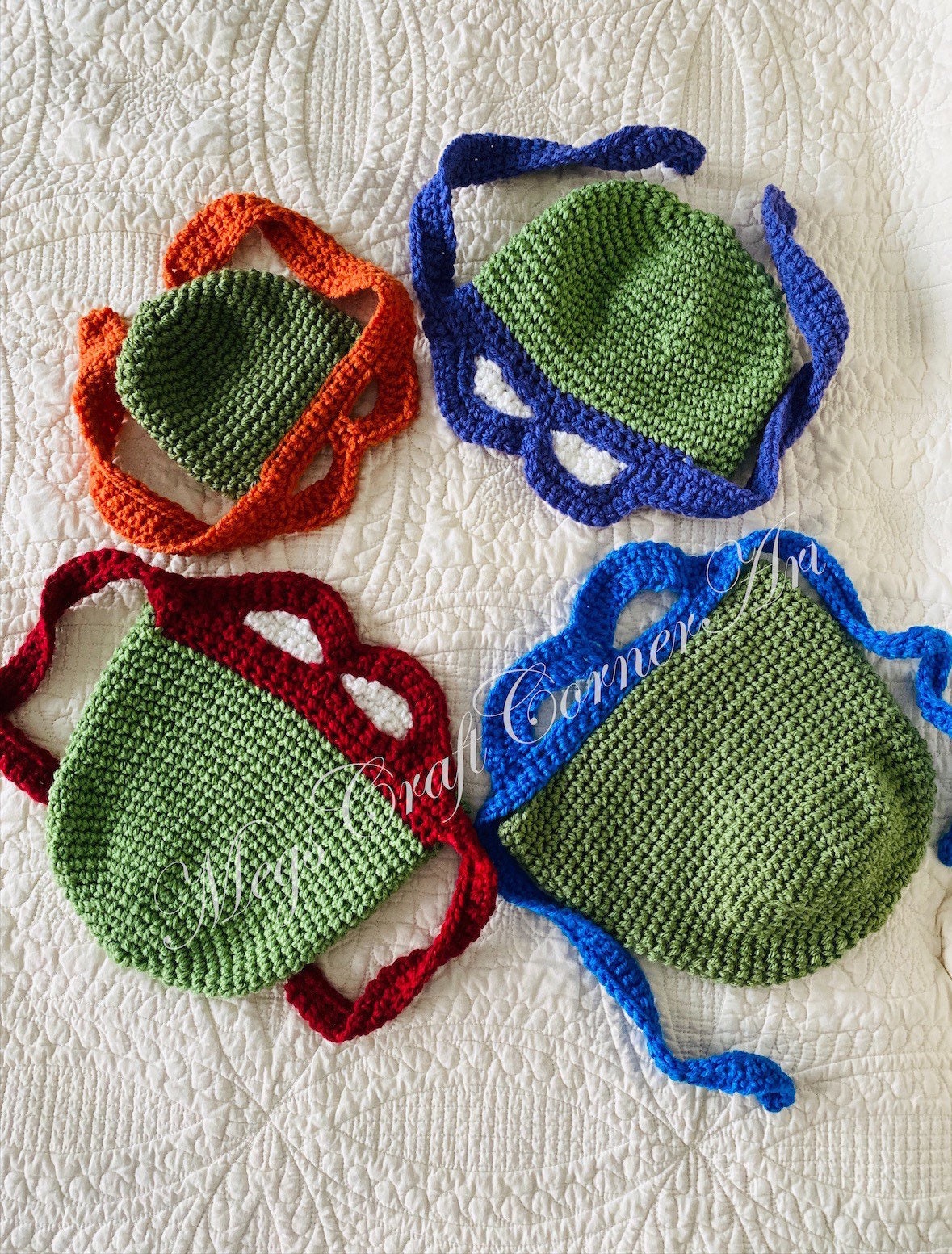 Hand-knit Teenage Mutant Ninja Turtle Hat With Ribbed or Rolled Bottom  Edge. COWABUNGA 
