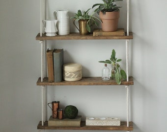Window Plant Shelf | Hanging Plant Shelf | Hanging Rope Shelf | Plant Display | Swing Shelf | Wood Shelf | Floating Shelf | Hanging Shelf