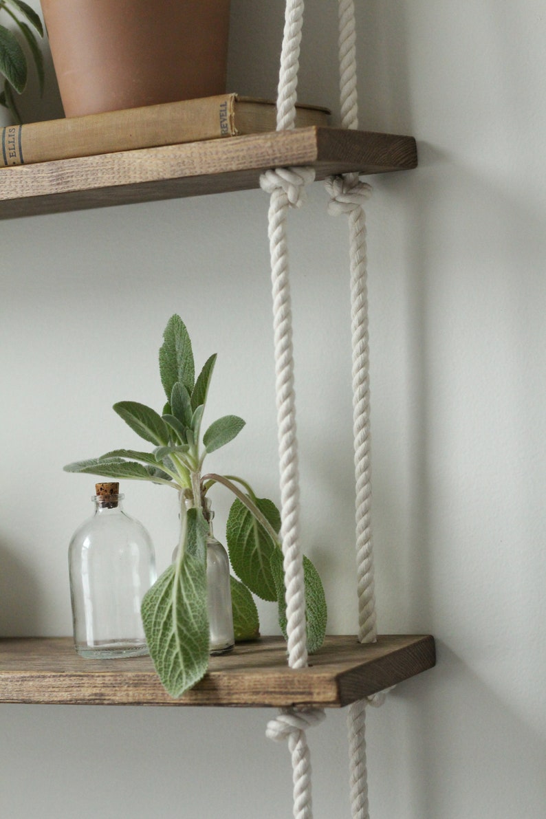 Hanging Rope Shelf 24 Triple Shelf Swing Shelf Etsy