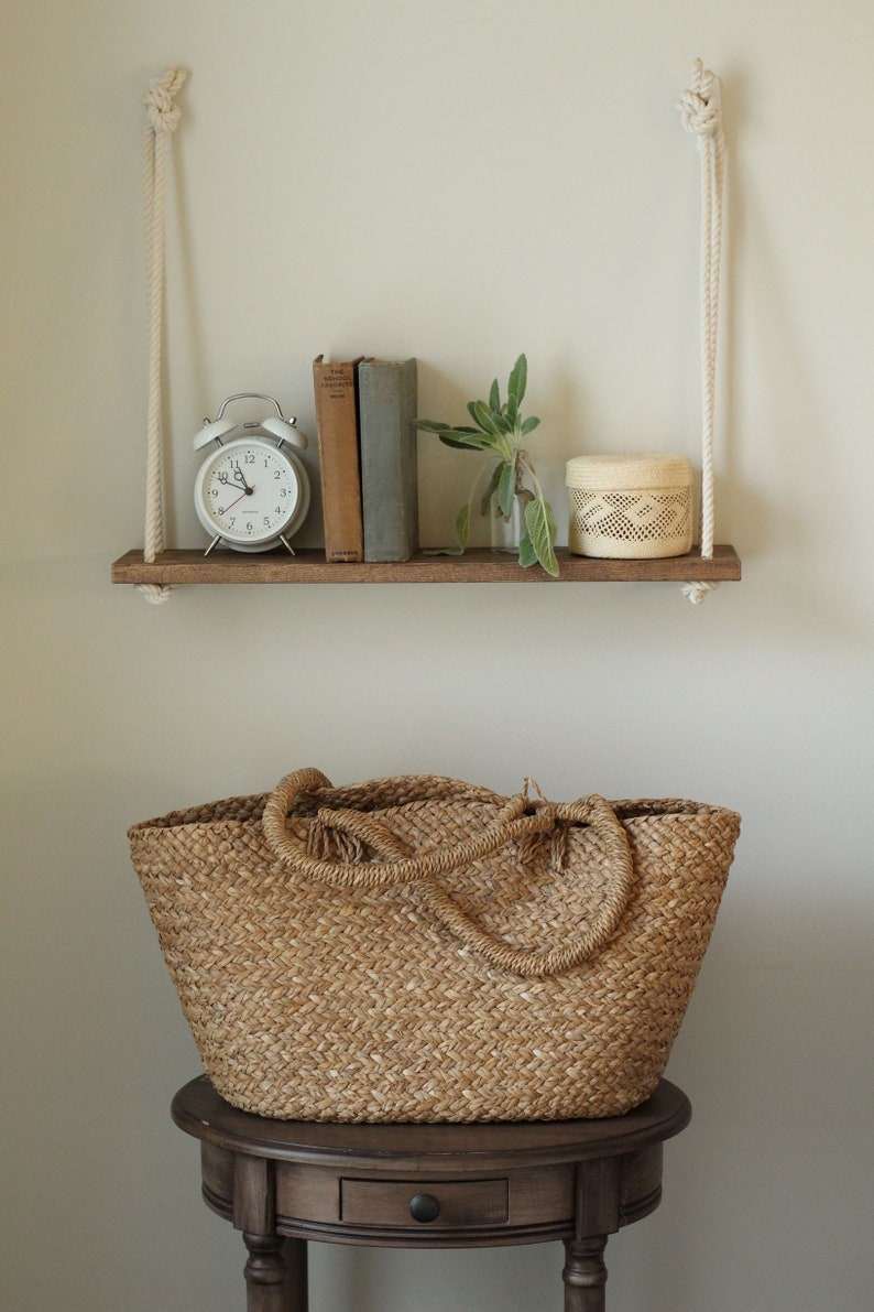 Hanging Nightstand Shelf Rope Shelf Single Double or Etsy