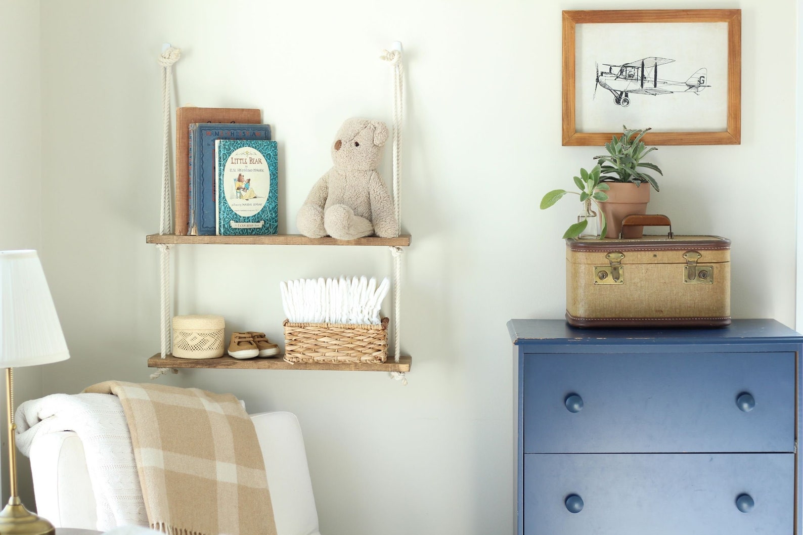 Boy Nursery Shelf Hanging Rope Shelf Single Double or Etsy