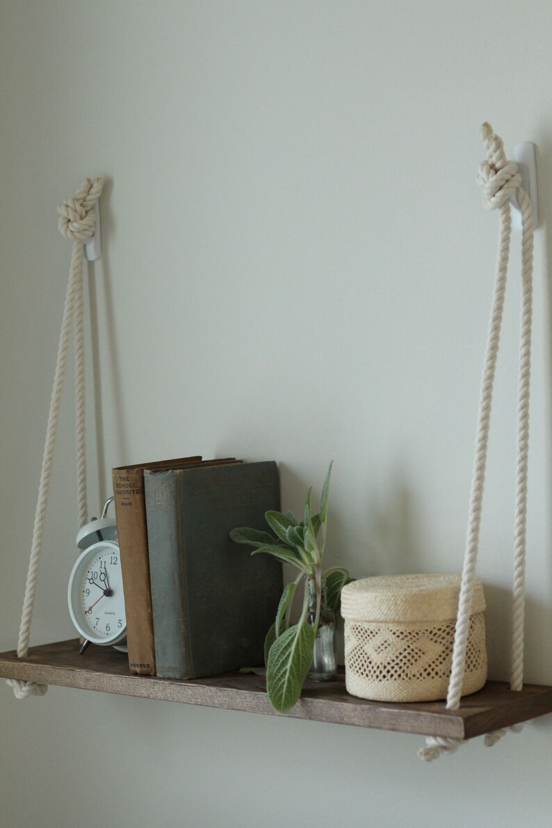 Hanging Nightstand Shelf Rope Shelf Single Double or - Etsy