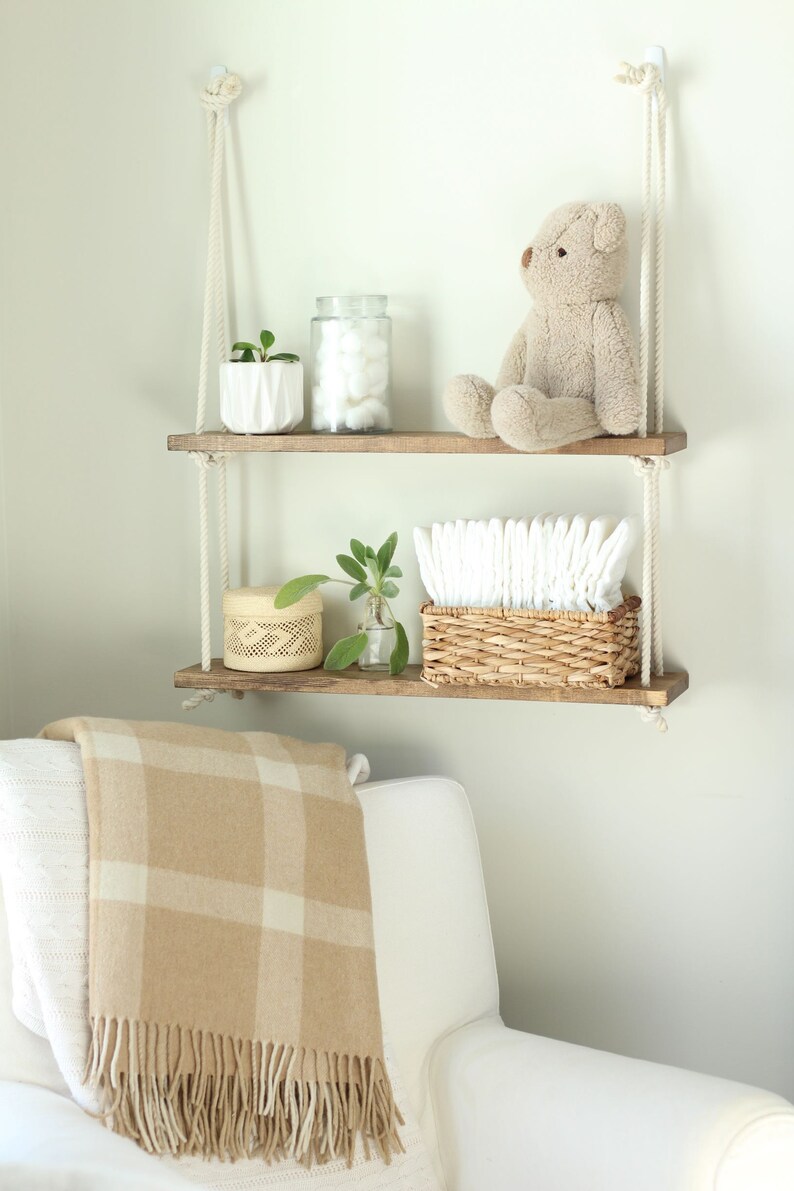 Neutral Nursery Shelf Hanging Rope Shelf Single Double or Etsy