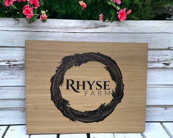 Wood Business Sign, Personalised Branded Logo, Sustainable Signage, Printed or Engraved Oak, Advertising, Corporate, Retail, Event Signs