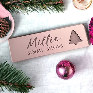 Nomes de lugares personalizados para festas de Natal, marcadores de lugar personalizados com gravação em espelho, configurações de nomes para eventos personalizados, decoração de mesa festiva, luxo