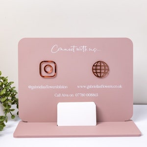 Business Werbeschild, Kartenhalter, Social Media Schild, Instagram, Facebook Beschilderung, Salon, Stall, Veranstaltungen, QR Code, Luxus Schaufenster