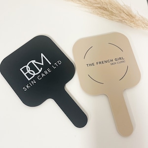 Handheld Branded Mirror, logo mirror, small business mirrors for salons, beauty professionals, make up artists, aesthetics mirror, barber image 2